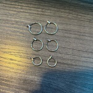 Silver Hoop Earrings Set